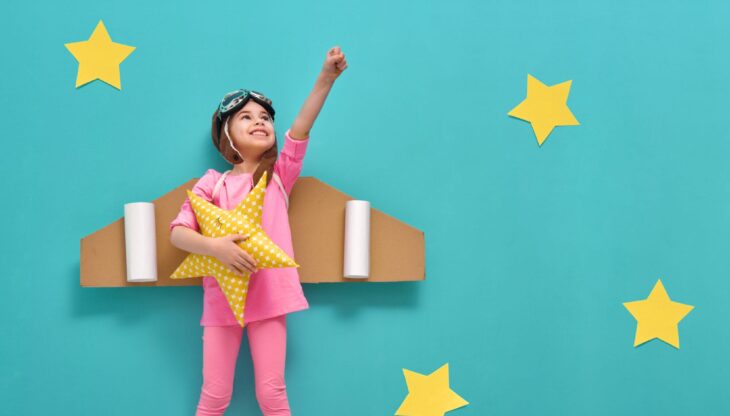 Girl in an astronaut costume